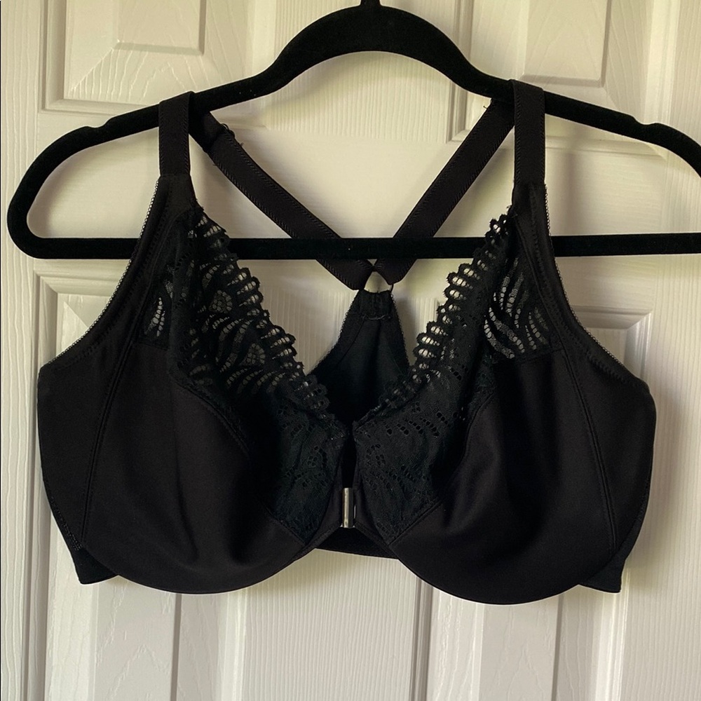 Glamorise Black Lace Racer-Back Underwire Bra 36F
